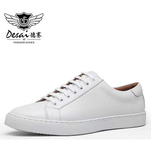 DESAI Top Quality White Men Shoes Genuine Leather Casual Shoes Brand Laces Up Summer Breathable 2021 Spring New Arrival Dashion