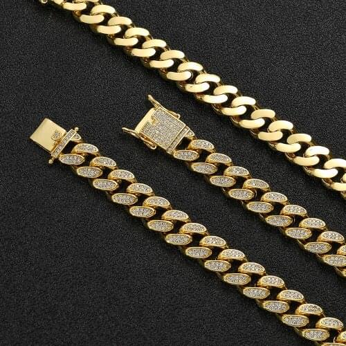 12mm 7inch 8inch Brass Iced Out Bling Chain Bracelet for men Jewelry Cuban Bracelet hip hop BB005