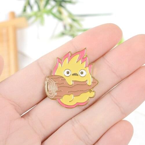 Cartoon little flame holding firewood Game animal customization pin alloy brooch lapel pin Neckline jewelry gifts for childrens