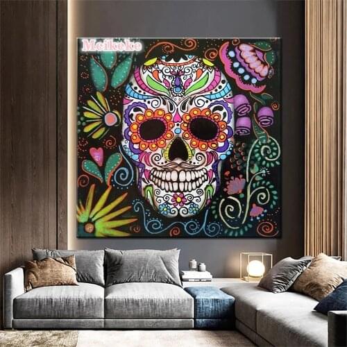 Skull Colorful Flower Festive Diy 5D Full Diamond Painting cross stitch kits art artist 3D paint by diamonds gift mosaic