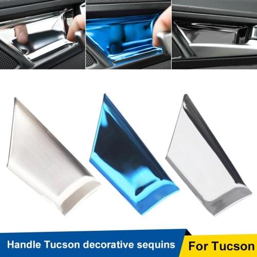 Car Interior Door Handle Protector Stainless Steel Door Bowl Trim Cover Sticker for Hyundai Tucson 2015 2016 2017 2018 2019