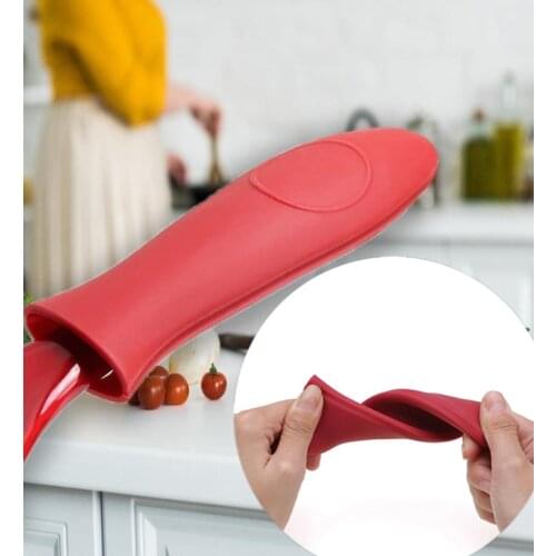 Non-Slip Silicone Handle Holder Cookware Parts Potholder Cast Iron Skillet Grip Sleeve Cover Pot Heat-resistant Pan Handle Parts