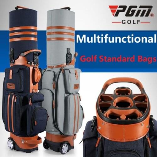 Authentic Pgm Multifunctional Golf Standard Ball Bag Capacity Cover Cart Caddy Viation Bag With Wheels Golf Club Bag