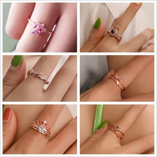 Silver Colour Hollowed-out Heart Shape Open Ring CZ Cute Fashion Love Jewelry For Women Young Girl Child Gifts Adjustable