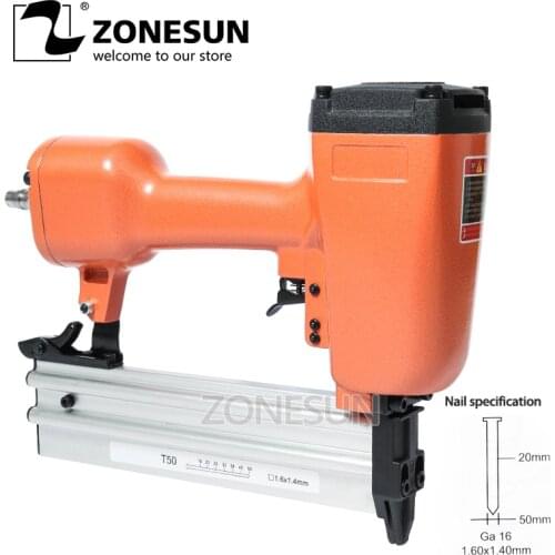 ZONESUN Pneumatic Air Stapler Gun Stapler Nail Gun Stapling Machine For Furniture Woodworking Carpentry Decoration Carpenter50mm
