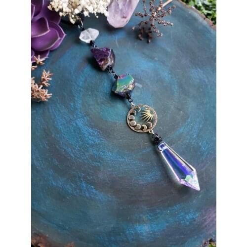 Crystal Car Charm, Witchy Car Charm, Boho Moon Car Charm,Hippie Car Charm, Sparkly Car Charm, Car Accessories, Gift for Her