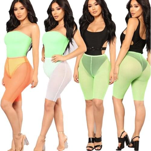 Pole Latex Men Dance arrival See Through Sexy Fishnet Mesh Women Pant Tights Slim Fit Fish Net Shorts High Wasit Exotic Pants