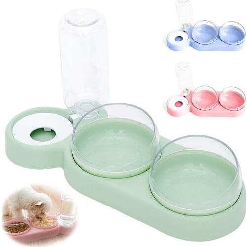 2in 1 Cat Bowl Automatic Water Dispenser Double Bowls Dog Puppy Food Feeder Anti-slip Pets Feeding Bowls High Quality