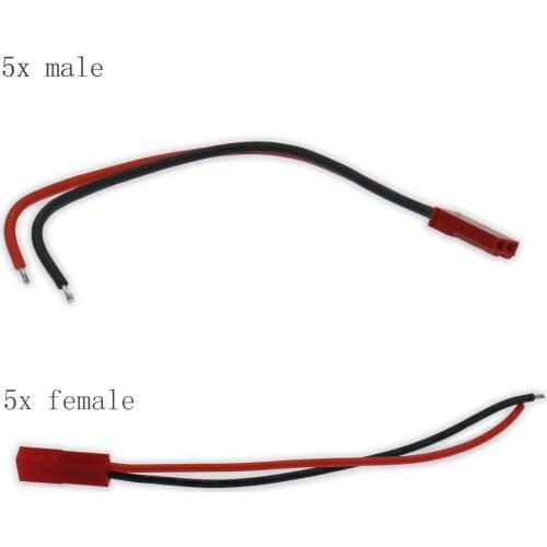 RCAWD 3pairs 100mm Male Female Jst Plug Connector Silicone Cable 2pin 22awg For Battery Bec Esc Hop-up Spare Parts