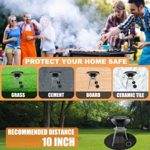 Non-stick BBQ Grill Mat Round Fireplace Brazier Fireproof Mat Barbecue Grilling Sheet Heat Resistance Mat Kitchen Tools