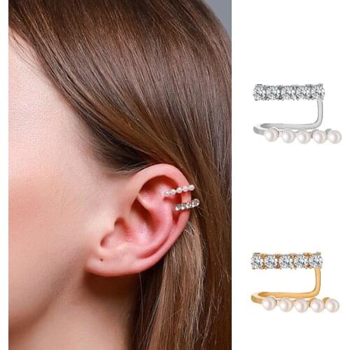Hot 1 PCS U Shape Open Circle Sweet Cute Ear Cuff Non Pierced Clip Earring Trendy Simple Small Gold Color Crystal Earrings