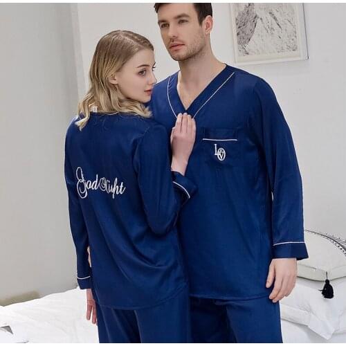 Couple Silk Pajamas Long Sleeve Satin Pyjamas Lounge Couples Pajama Sets Family Pijama Lover Night Suit