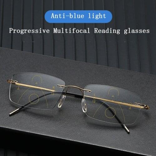 Super Light Titanium Progressive Multifocal Reading Glasses Men Women Anti Blue Rays Presbyopic Eyeglasses Hyperopia Eyewear 1.5