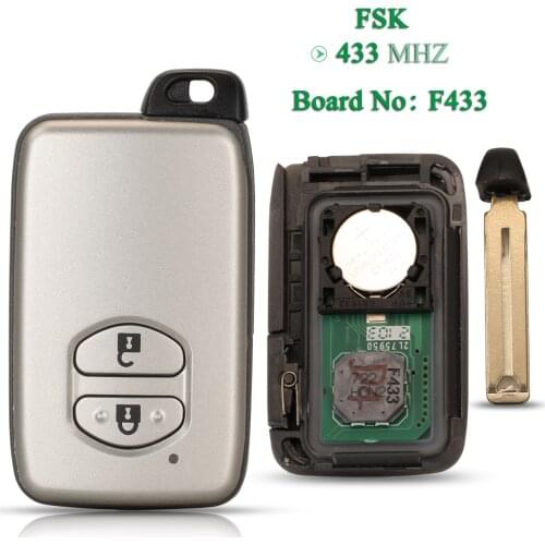 Bilchave 2 Buttons Smart Remote Car Key 433Mhz FSK For Toyota Avensis Land Cuiser Prado Camry F433 Replacement