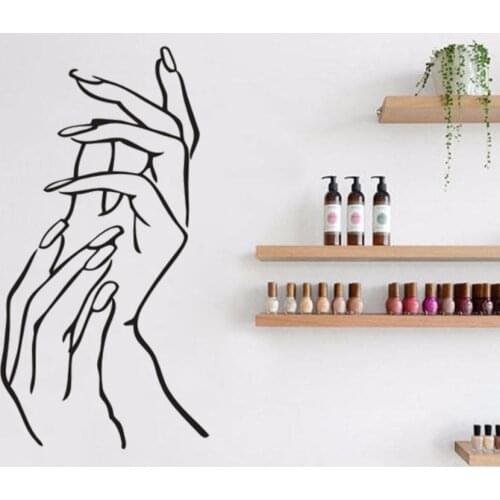Nails Hand Wall Sticker Murals Nails Polish Pattern Wall Vinyl Decal Beauty Manicure Nail Salon Window Vinyl Sticker Gift AZ499