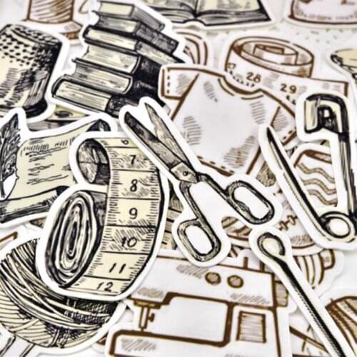 Vintage stickers DIY scrapbooking hand-painted handmade sewing series album journal happy planner handicraft decoration stickers