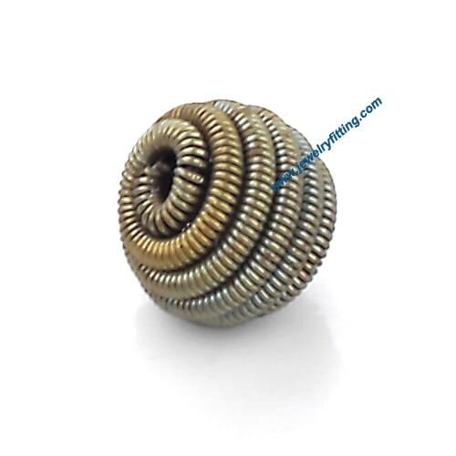 All kinds of jewelry findings supplier raw brass color Round Coiled wire spherical beads 10mm