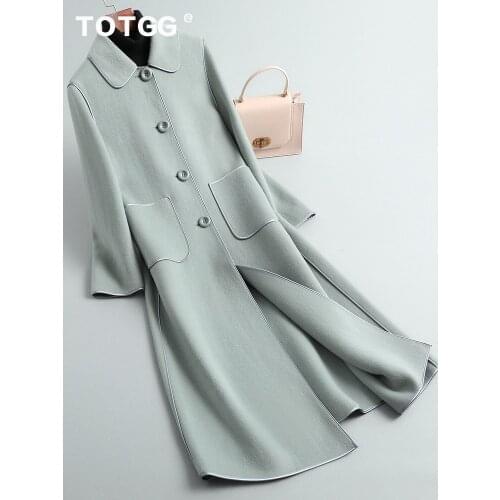 High end double-sided cashmere coat womens medium length new loose small wool coat in autumn and winter 2021