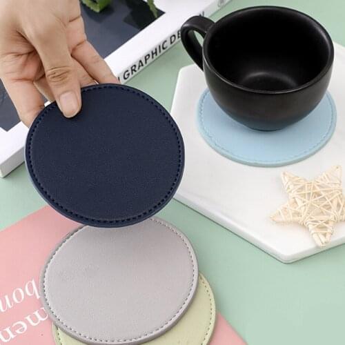 High Quality Leather Coaster Round Heat-resistant Bar Restaurant Coffee Beverage Mat Placemat