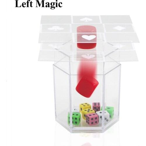 Explode Explosion Dice + Dice Thru Transparent Card Magic Tricks Easy For Kids Magic Prop Novelty Funny Toy Close-Up Performance