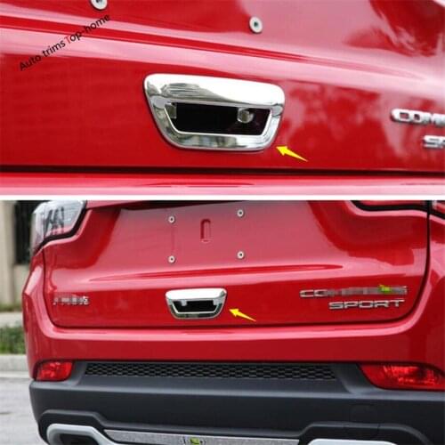Yimaautotrims Rear Tail Door Handle Pull Bowl Frame Cover Trim Fit For Jeep Compass 2017 2018 2019 2020 ABS Exterior Chrome