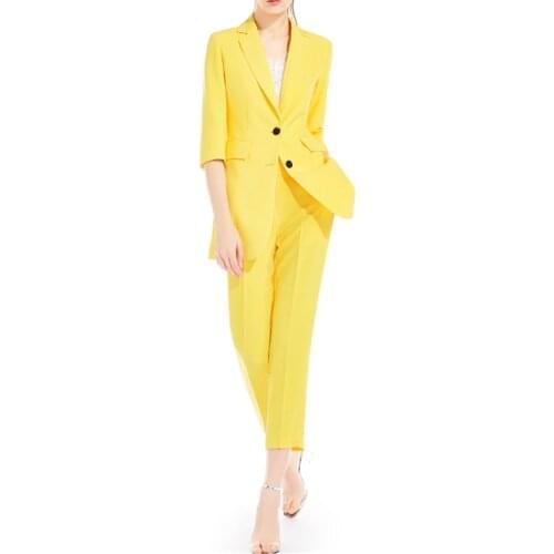 Womens pants suits Slim womens suit 2PCS 3/4 sleeve blazer pencil pants womens office lady professional wear костюм женский