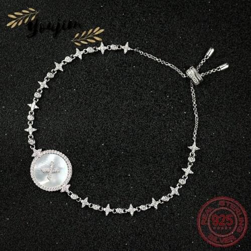 New Fashion Trend Zircon Mother Shell Adjustable Bracelet Women Luxury Gift Monaco Exquisite Jewelry 925 Silver