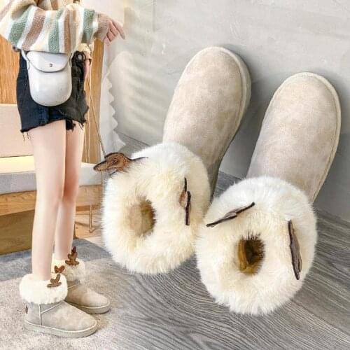 Snow boots with sponge cake bottom and velvet booties keep warm in winter in 2020 autumn and winter