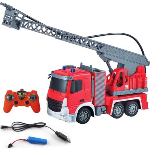 1:24 2.4G RC Fire Engine Truck Toy Car Rescue Vehicle Sprinkler Music Fires Engines Educational Toys for Kids