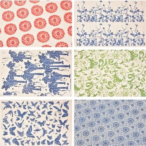 1pc Pottery Clay Transfer Paper Underglaze Colored Flower Paper Jingdezhen Blue and White Porcelain High Temperature Decal Paper