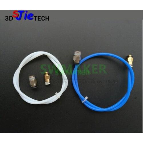1pcs Blue / White PTFE Tube w/ Pneumatic fitting for MK10 CR10 Hotend Extruder 2x4mm DIY Creality cr-10 CR-10S 3D print