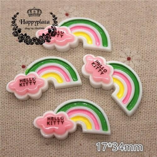 10pcs Kawaii Resin Rainbow Cloud Flatback Cabochon Miniature Art DIY Craft Accessories,17*34mm