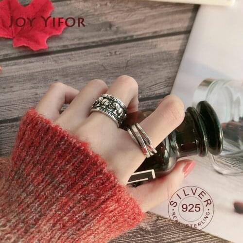 100% 925 Sterling Silver Open Ring for Women INS Minimalist Irregular Wave Pattern elephant vintage Jewelry Bijoux Birthday