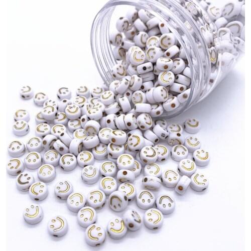 100pcs/Lot 7x4mm Oval Shape Acrylic Spaced Beads Smiley Beads For Jewelry Making DIY Charms Bracelet Necklac#09