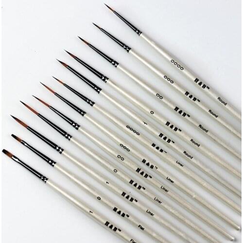 12Pcs/set Pointed Tip Watercolor Paint Brush Different Sizes Nylon Hair Line Drawing Art Painting Brush r20
