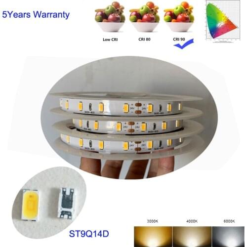 12V 24V White LED Strip Lights High CRI 90 Seoul LED 5630 5m Per Roll No-Waterproof