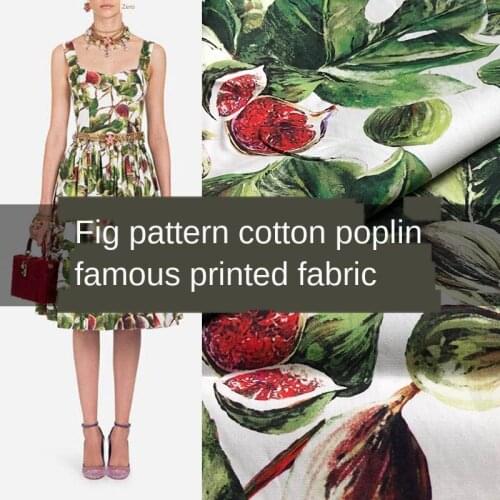 145 cm wide brand fruit printed natural cotton poplin fashion womens clothing clothing printed fabric cloth for dress by meter