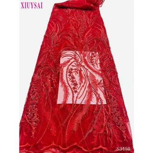 2021 Pink Sequins Tulle Lace Purple African Sequence Lace Fabric with Beads High Quality Nigerian French Mesh Net Lace Fabric