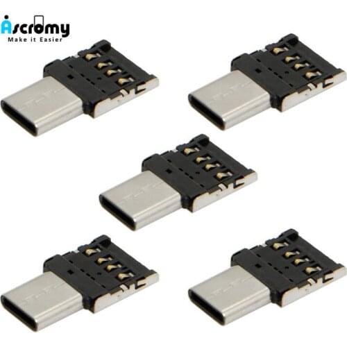 Ascromy 5PCS OTG Type-C Adapter For Xiaomi Mi 8 A2 Mi8 Huawei P20 Pro Mate 20 Lite One Plus 6 Oneplus 6t 5T Type C to USB Cable