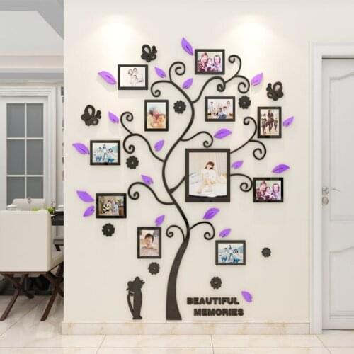 Acrylic DIY Family Photo Frame Tree Wall Sticker Home Decor Living Room Bedroom Wall Decals Poster Home Decoration Wallpaper