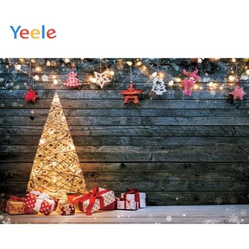 Christmas Tree Wooden Board Gift Doll Newborn Baby birthday Backdrop Photography Custom Photographic Background For Photo Studio