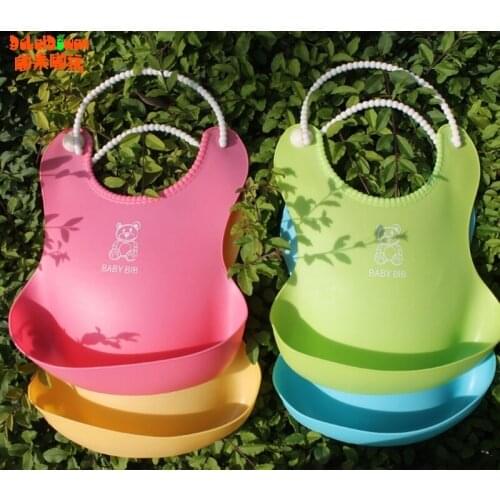 Baby Infant Toddler Waterproof Silicone Bib Infants Feeding Lunch Roll-up Apron BPA free