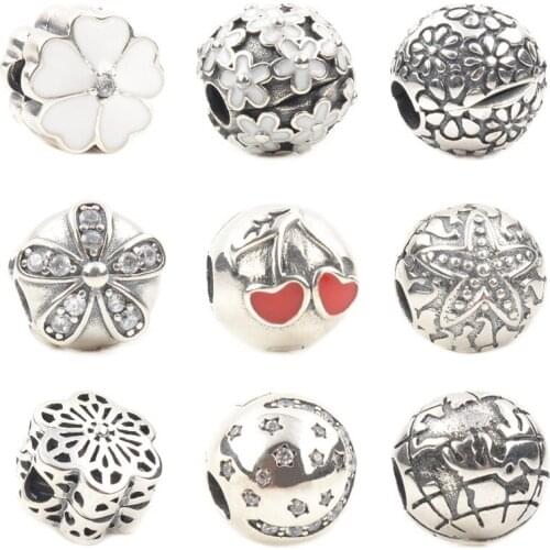 Daisy Beads 100% 925 Sterling Silver Charm Bead Flower Enamel Beads Fit Original Brand Bracelet Authentic Luxury Women Jewelry