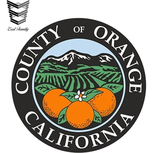 EARLFAMILY 13cm X 13cm Car Styling Car Sticker STICKER Orange County Seal California Bumper Decal Waterproof Accessories