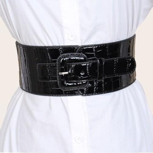 Crocodile grain Pin buckle Elastic stretch Waistband fashion women belt Waist seal
