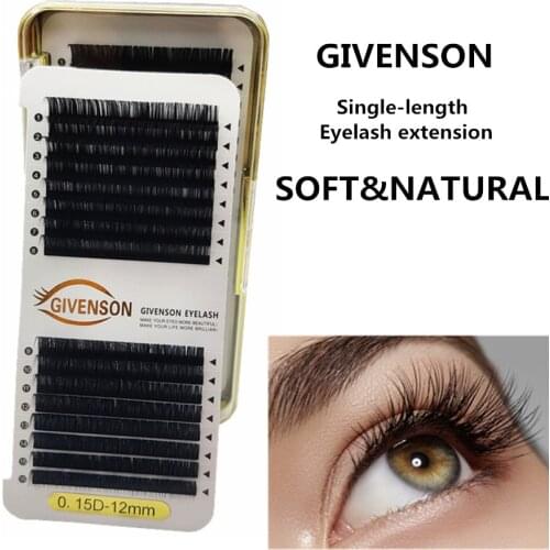 GIVENSON 0.18/0.20/0.25 Allsize Wholesale 16Rows premium individual fake false eyelash extension
