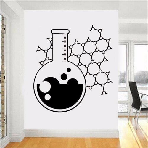 Chemistry Beaker Science Wall Decal Vinyl Teacher School Classroom Funny Education Atom Wall Sticker Art Home Room Decor C377