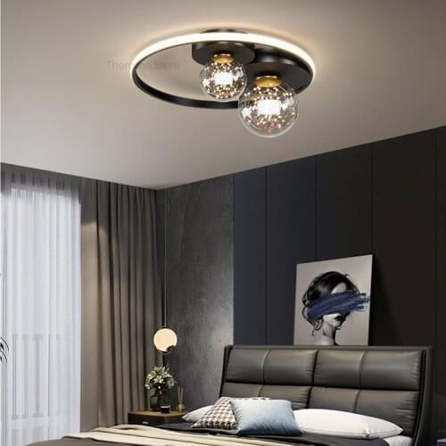 Room Light 2021 New Warm And Romantic Personality Creative Design Glass LED Ceiling Light Round Bedroom Light Balcony Light