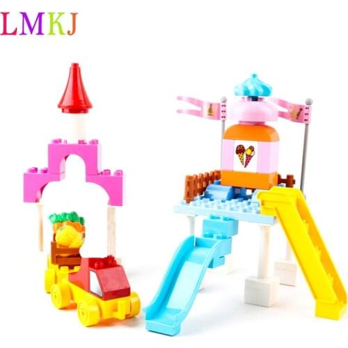 Large Particle Building Blocks DIY Accessories Figure Castle Swing Trailer Compatible With Duploed Parts Bricks Toy for Children