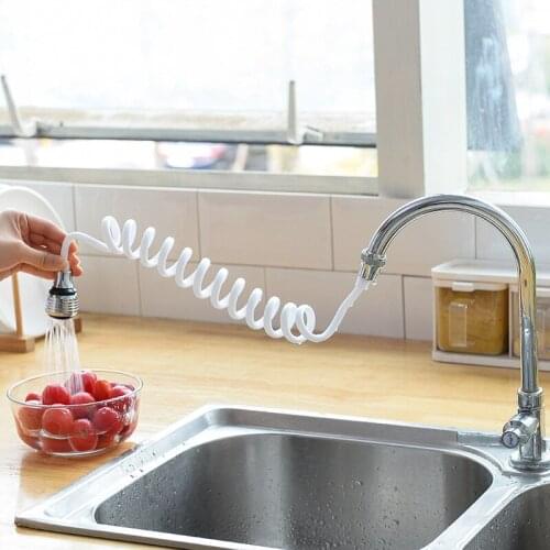 Kitchen Faucet Extension Extender Rotatable Long Hose Portable Pullable Foaming Bathroom Shower Faucet Spring Tube